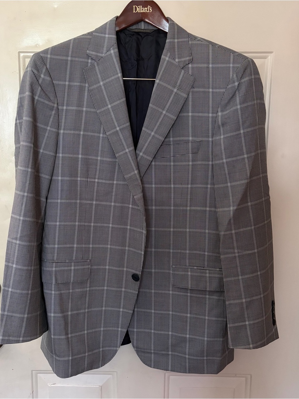 JP Tilford Samuelsohn Harry Rosen Grey Plaid Houndstooth Blazer Sport coat 42R